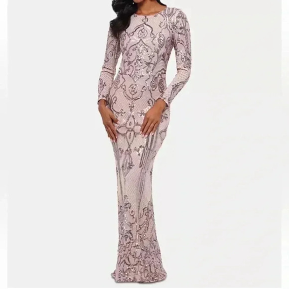 Betsy And Adam Sequin Embroidered Dress Size 6 Pink Gown Formal Pageant Sexy NWT